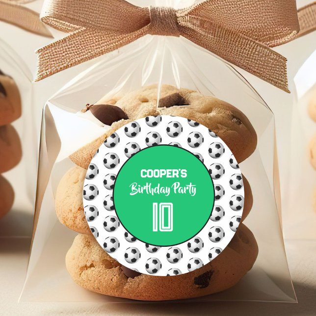 Adesivo Redondo Green Boy Soccer Birthday Party (Criador carregado)