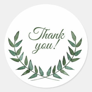 Adesivo Redondo Green Branches Thank You Stickers