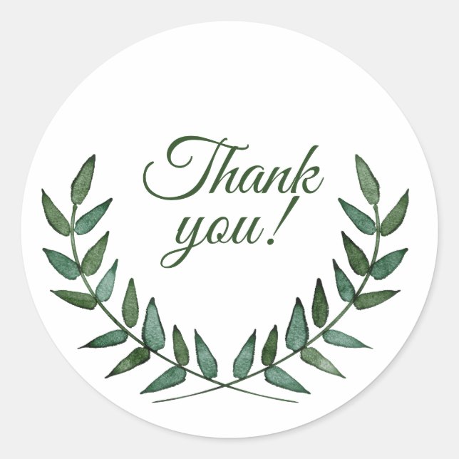Adesivo Redondo Green Branches Thank You Stickers (Frente)