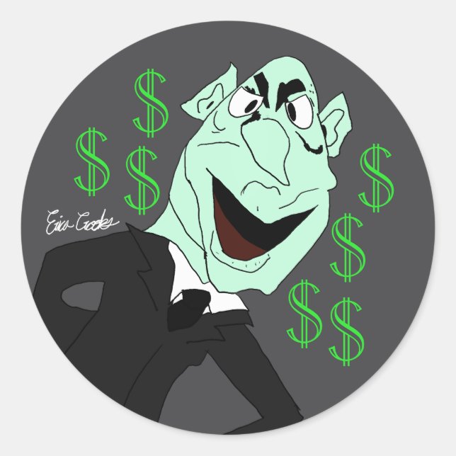 Adesivo Redondo Green business executive puppet (Frente)