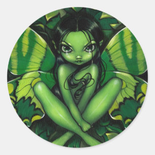 Adesivo Redondo "Green Butterfly Fantasy" Sticker