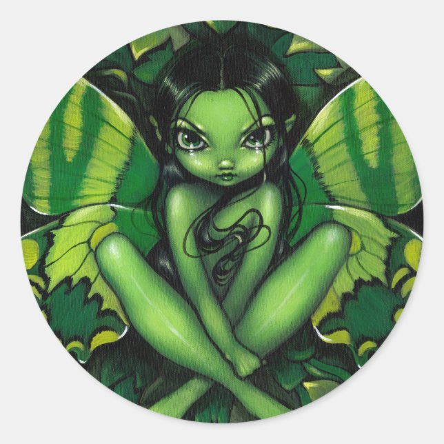Adesivo Redondo "Green Butterfly Fantasy" Sticker (Frente)