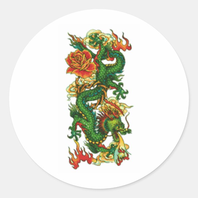 ADESIVO REDONDO GREEN CHINESE DRAGON (Frente)