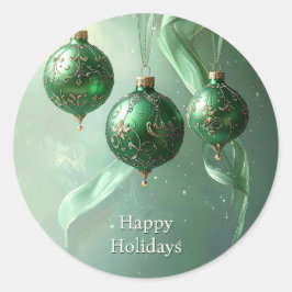 Adesivo Redondo Green Christmas Ball Holiday Sticker
