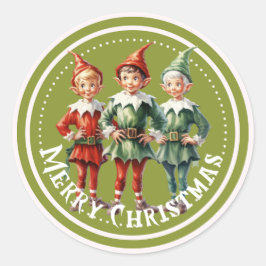 Adesivo Redondo Green Christmas Elves Sticker