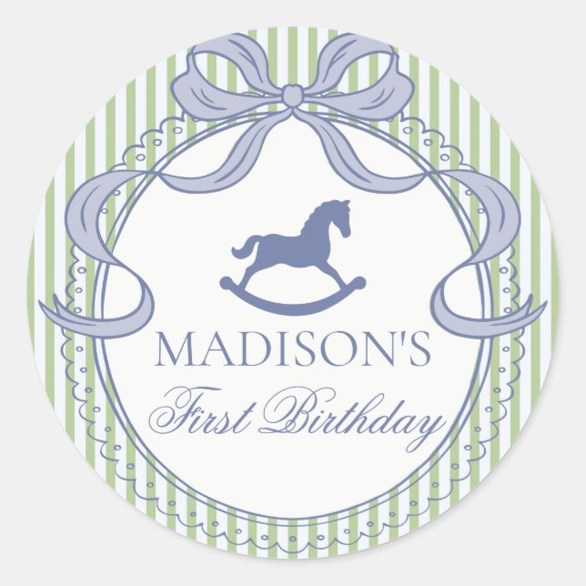 Adesivo Redondo Green Coquette Bow Horse Birthday Envelope Seal (Frente)