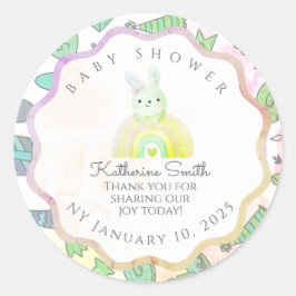 Adesivo Redondo GREEN donuts pastel babyshower BUNNY
