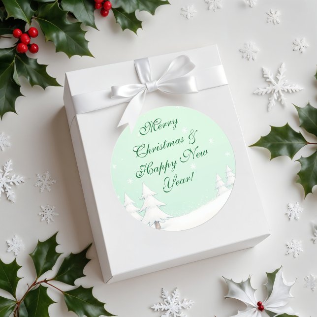 Adesivo Redondo Green Felry Christmas e Snowy Pines (Criador carregado)