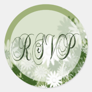 Adesivo Redondo Green Floral Wedding RSVP Seal