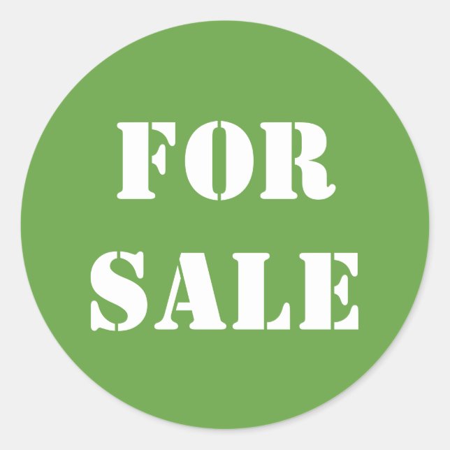 Adesivo Redondo Green FOR SALE Typografia Word Impressão (Frente)