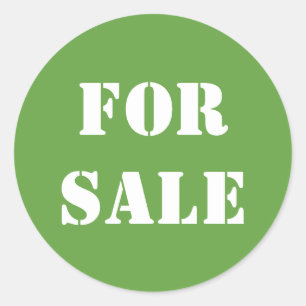 Adesivo Redondo Green FOR SALE Typografia Word Impressão