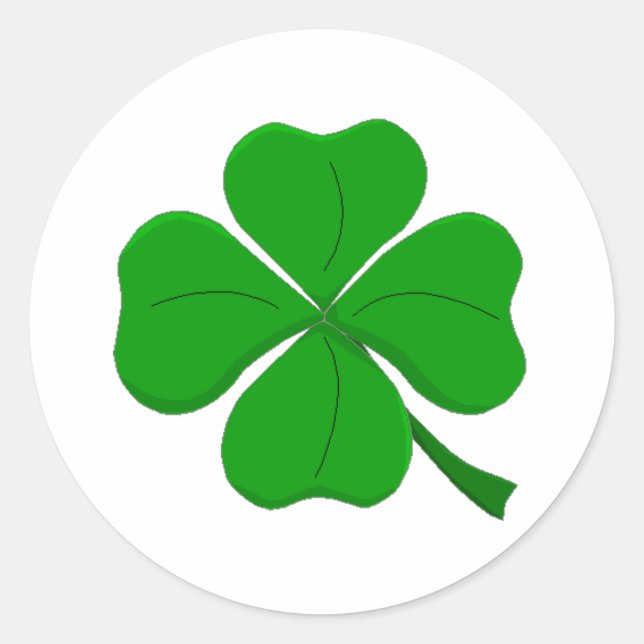 Adesivo Redondo Green Four-Leaf-Clover (Frente)