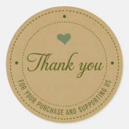 Adesivo Redondo Green Heart Thank You Business Sticker