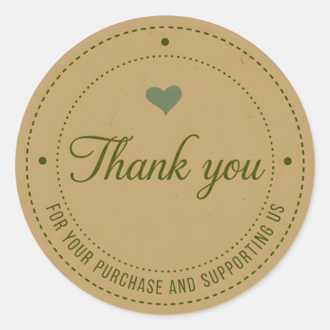 Adesivo Redondo Green Heart Thank You Business Sticker (Frente)