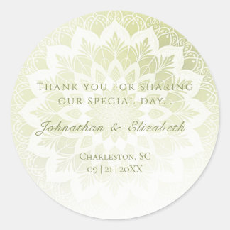 Adesivo Redondo Green Lace Mandala Wedding Favor