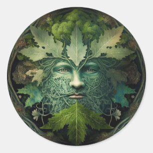 Adesivo Redondo Green Man Mandala Fantasy Art