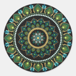 Adesivo Redondo Green Mandala | Pintado manualmente | Geometria Sa