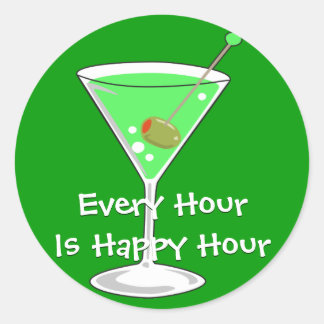 Adesivo Redondo Green Martini Sticker