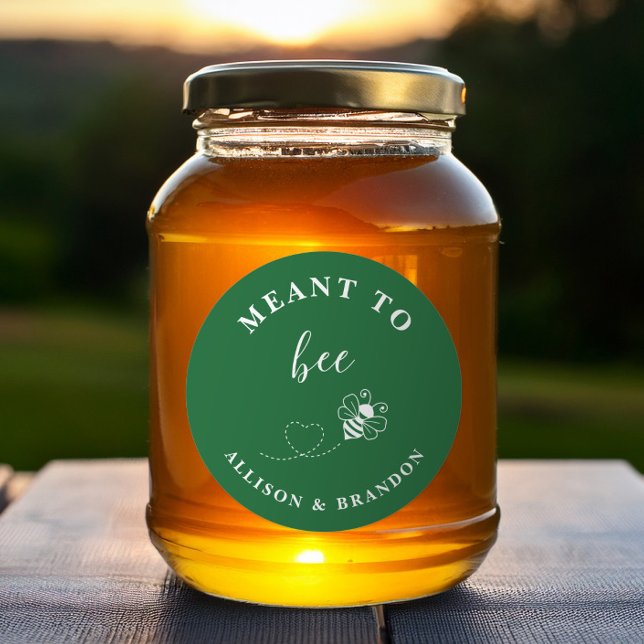 Adesivo Redondo Green Meant to Bee Jar Label, Wedding Favor Honey  (Criador carregado)