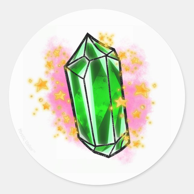 Adesivo Redondo Green mystical radiant gemstone sticker (Frente)