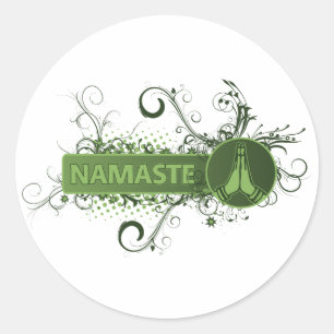 Adesivo Redondo Green Namaste English