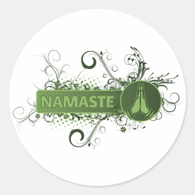 Adesivo Redondo Green Namaste English (Frente)