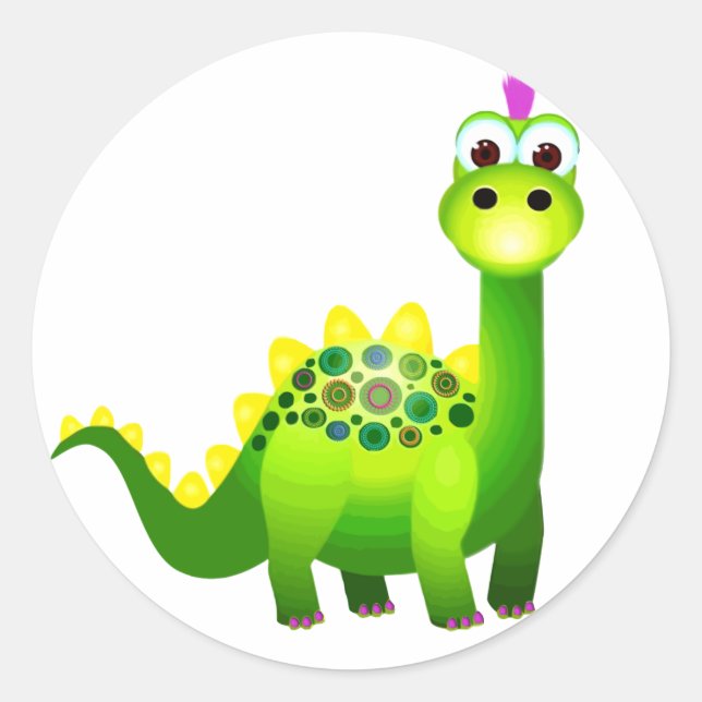 Adesivo Redondo Green Punk Dino (Frente)