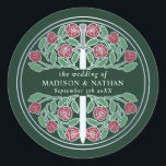 Adesivo Redondo Green Royal Medieval Silver Sword Wedding<br><div class="desc">Celebrate your special day with this Royal Medieval Sword Wedding design against a green background. PLEASE NOTE: The silver on this item is NOT real foil and is printed in flat colors. You can customize this further by clicking on the "PERSONALIZE" button.</div>