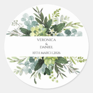 Adesivo Redondo Green Rustic Wedding Circle Sticker