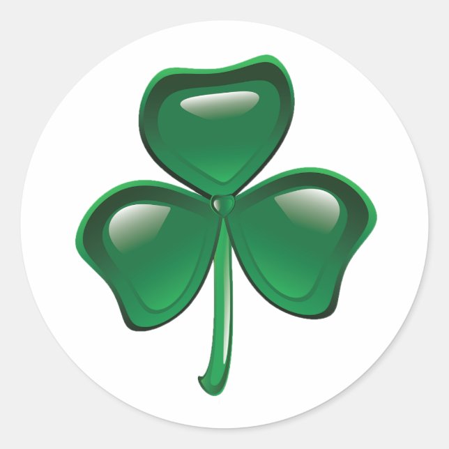 Adesivo Redondo Green Shamrock Three-Leaf Clover (Frente)