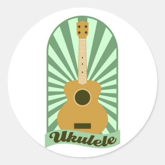 Adesivo Redondo Green Sunburst Ukulele (Frente)