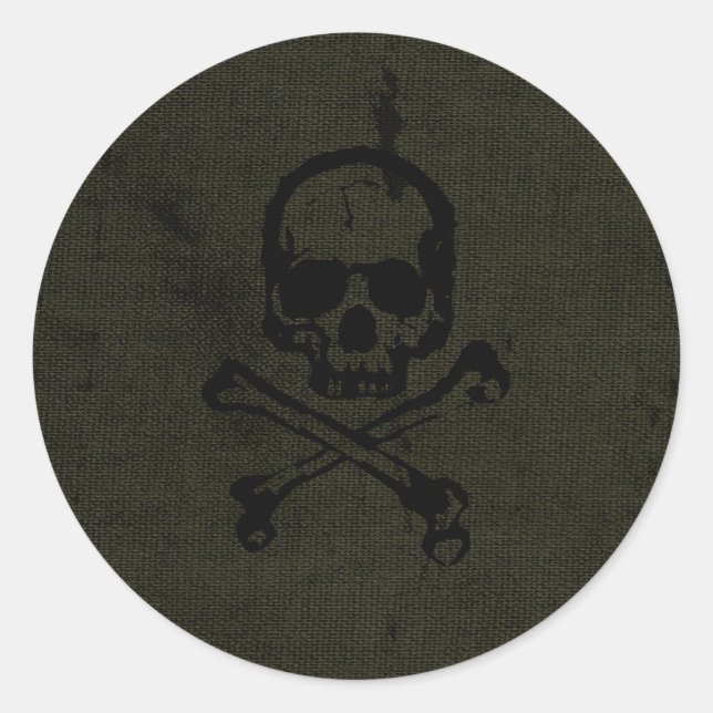 Adesivo Redondo Green Vintage Grunge Skull Crossbones Halloween (Frente)