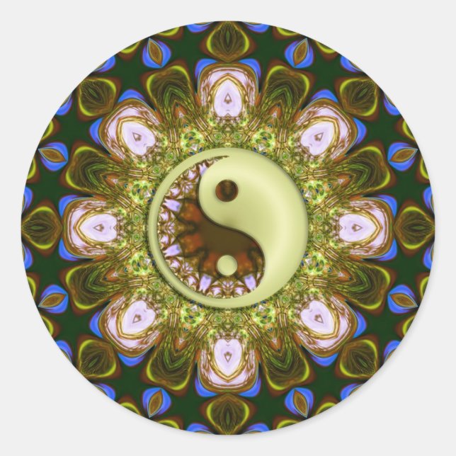 Adesivo Redondo Green YinYang Mandala Sticker (Frente)