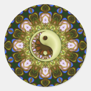 Adesivo Redondo Green YinYang Mandala Sticker