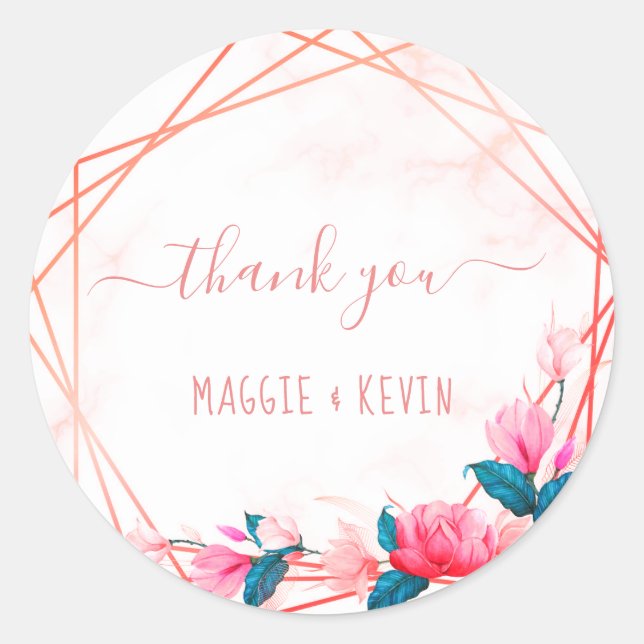 Adesivo Redondo Greenerant Elegant Rosa Geométrico Clássico (Frente)