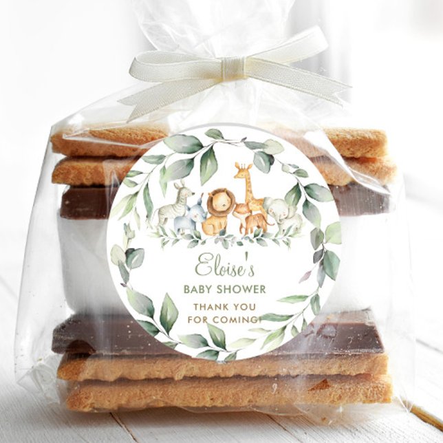 Adesivo Redondo Greenerescência Animais Selvagens Chá de fraldas O (Criador carregado)