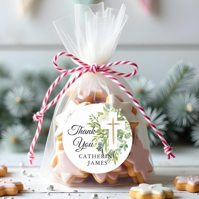 Adesivo Redondo Greenerescência Floral Cruz Botânica Elegante Bati (Criador carregado)