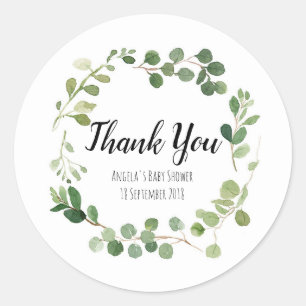 Adesivo Redondo Greenery Botanical Obrigado Sticker