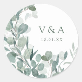 Adesivo Redondo Greenery Eucalyptus Wedding Sticker