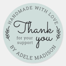 Adesivo Redondo Greenery Homemade Com Amor Obrigado