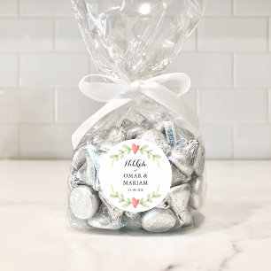 Adesivo Redondo Greenery Islâmico Nikkah, Favor do Casamento