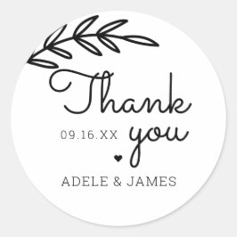 Adesivo Redondo Greenery Obrigado Casamento