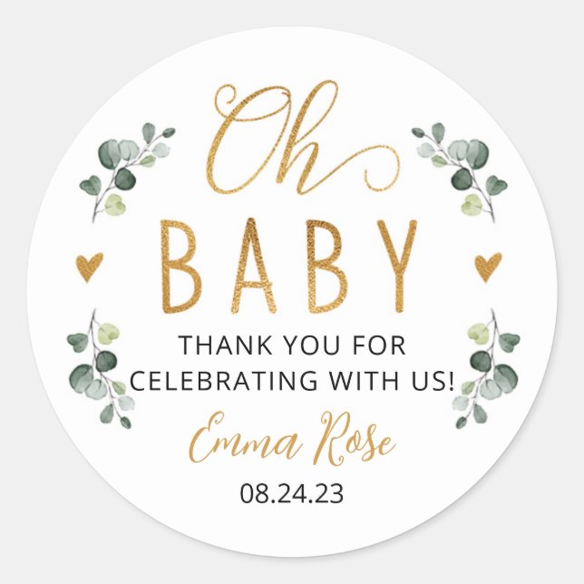 Adesivo Redondo Greenery Oh Baby Stickers (Frente)