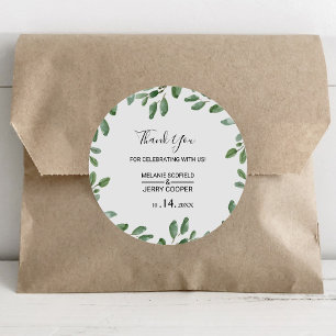 Adesivo Redondo Greenery Tropical Eucalipto Obrigado