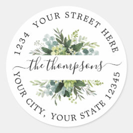 Adesivo Redondo Greenery watercolor floral Classic Round Sticker