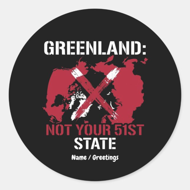 Adesivo Redondo Greenland Sovereignty Not Your 51st State Arctic  (Frente)