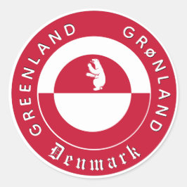 Adesivo Redondo Greenland Stickers, Bear, Patriotic Greenland Flag