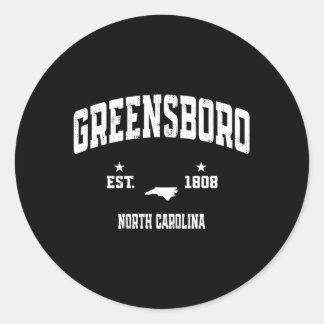 Adesivo Redondo Greensboro Carolina do Norte Nc Flag Athletic Thro