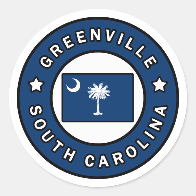 Adesivo Redondo Greenville Carolina do Sul (Frente)
