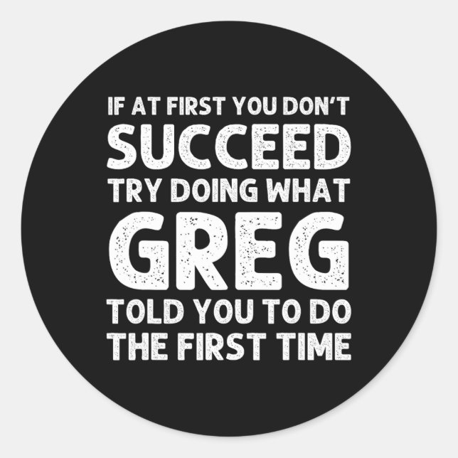 Adesivo Redondo GREG Gift Name Personalizado Birthday, Natal Diver (Frente)